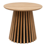 House Nordic Osaka bijzettafel – ronde naturel eikenfineer Ø50 cm met luchtige lamellen voet, ideaal naast bank