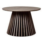 House Nordic Osaka Salontafel Rond Gerookt Eiken: Ø70 x 45 cm, donkerbruin eikenfineer, ronde vorm, geribbelde kegelvoet