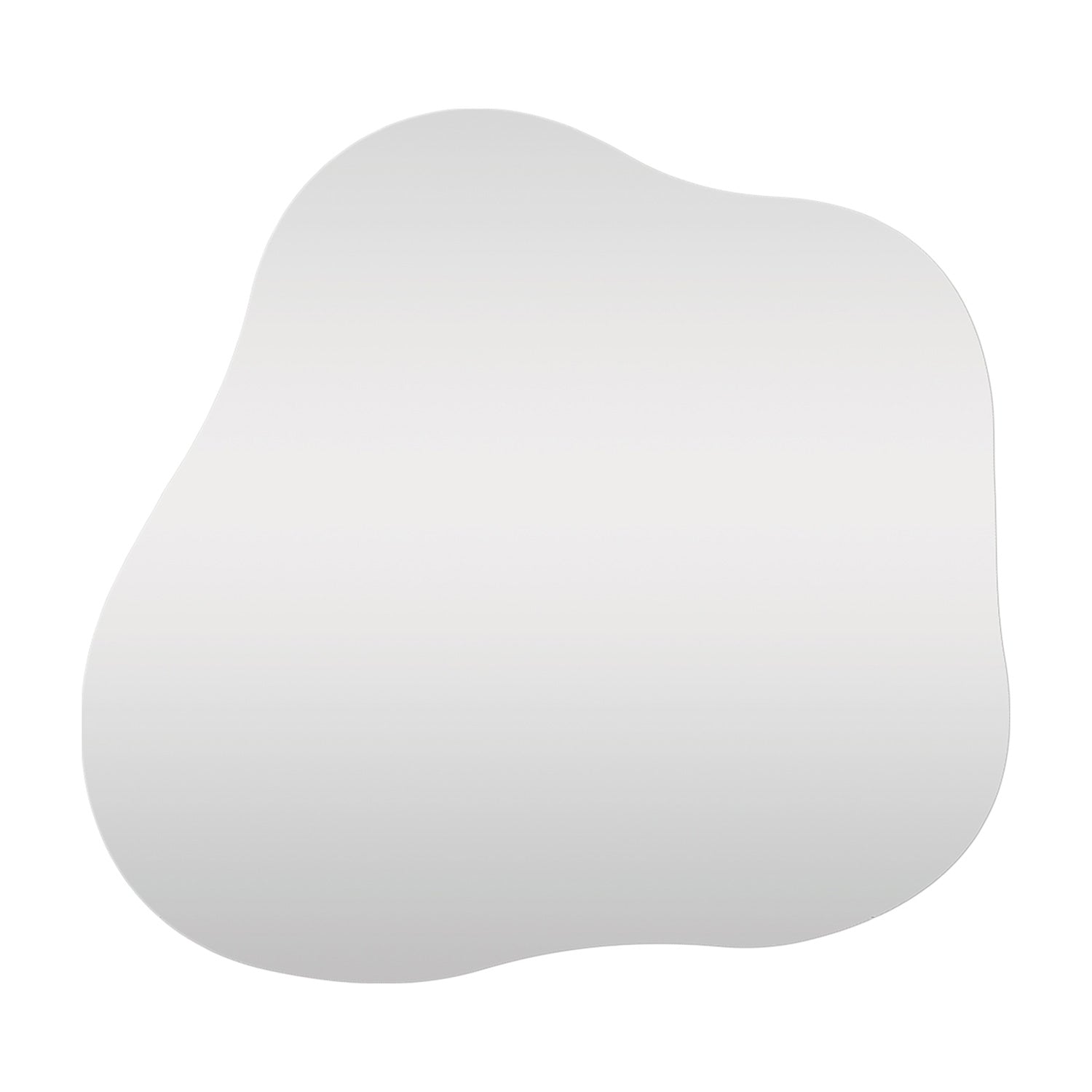 Organisch gevormde spiegel met een vloeiende, asymmetrische contour tegen een witte achtergrond.