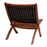 Perugia Fauteuil in Teak en Bruin Leer