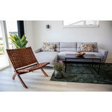 Perugia Fauteuil in Teak en Bruin Leer