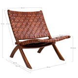 Perugia Fauteuil in Teak en Bruin Leer
