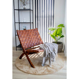 Perugia Fauteuil in Teak en Bruin Leer