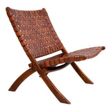 Perugia Fauteuil in Teak en Bruin Leer
