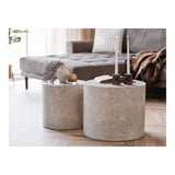Prague Salontafels – Rond Beige Marmerlook Set van 2