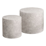 Prague Salontafels – Rond Beige Marmerlook Set van 2