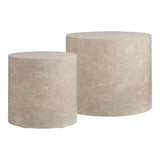 Prague Salontafels – Rond Beige Marmerlook Set van 2