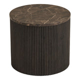 House Nordic Rota bijzettafel rond Ø45 cm met donkerbruine marmerlook MDF, luxe hotelchique uitstraling bij bank of bed