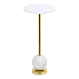 House Nordic Salo bijzettafel - compacte ronde marmeren bijzettafel met messing frame Ø25 cm, luxe accent naast bank