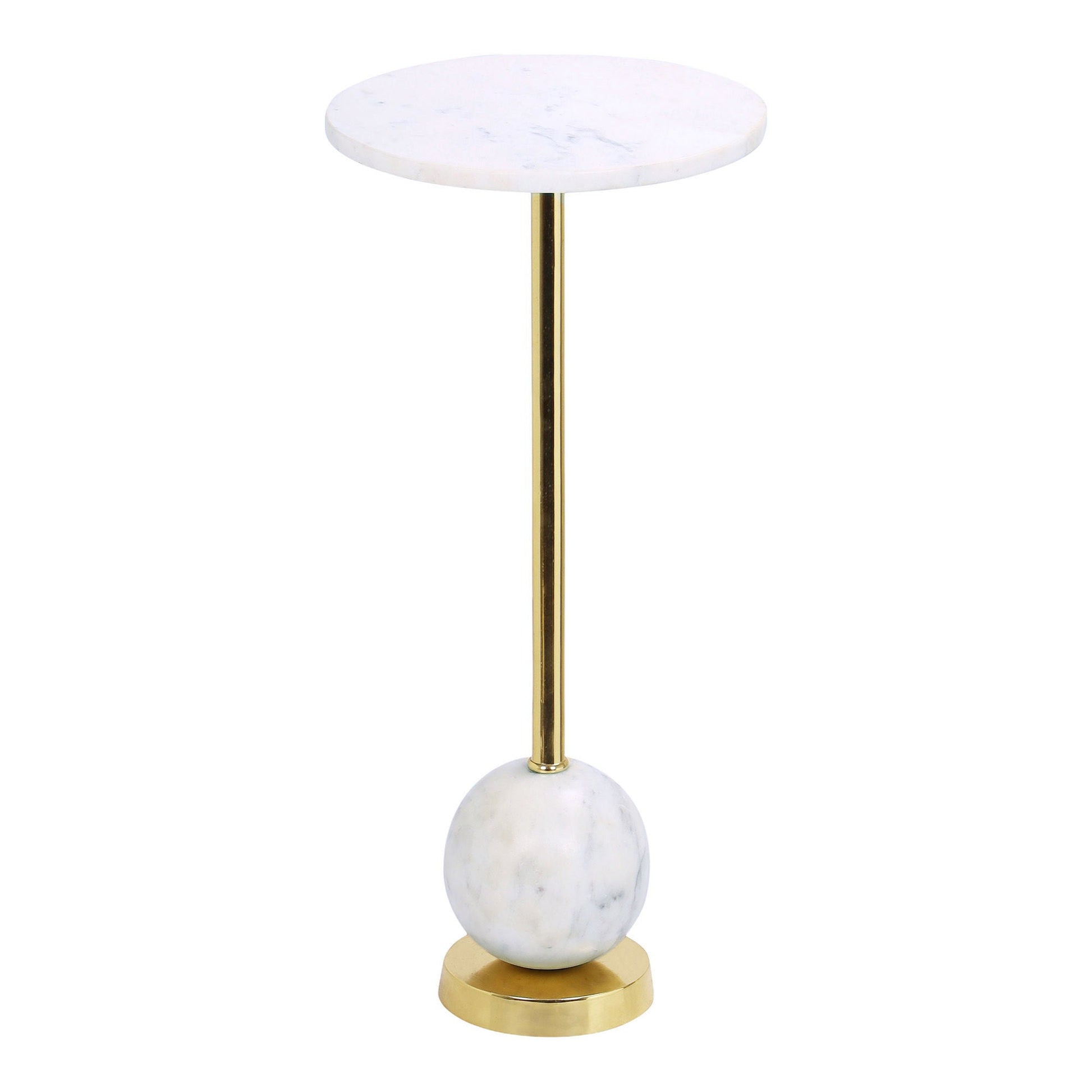 House Nordic Salo bijzettafel - compacte ronde marmeren bijzettafel met messing frame Ø25 cm, luxe accent naast bank
