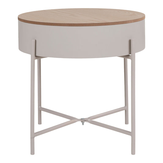 House Nordic Sisco bijzettafel met rond Ø40 cm naturel MDF blad en lichtbeige stalen frame voor Scandi-interieur
