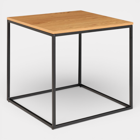 Vita Bijzettafel - Bruine houten bijzettafel met metalen frame 45x45cm