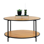 House Nordic Vita salontafel – ronde Ø80 cm eikenlook tafel met slank zwart metalen onderstel en Scandinavisch design