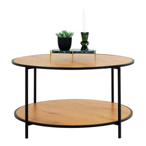 House Nordic Vita salontafel – ronde Ø80 cm eikenlook tafel met slank zwart metalen onderstel en Scandinavisch design