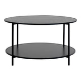 Zwarte tweelaagse Vita salontafel van House Nordic met mat spaanplaat blad en slank stalen frame, ruimtelijk design