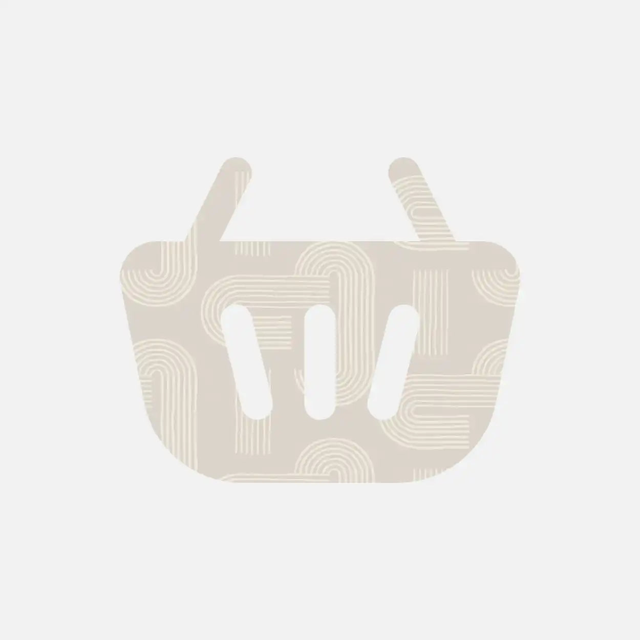 Een licht beige boodschappentas met een subtiel patroon van dunne, gebogen en rechte lijnen.