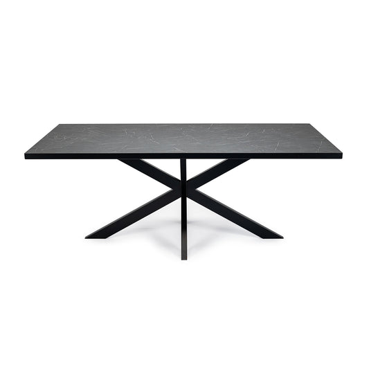 Eettafel 'Gijs' , kleur zwart / zwart marmer