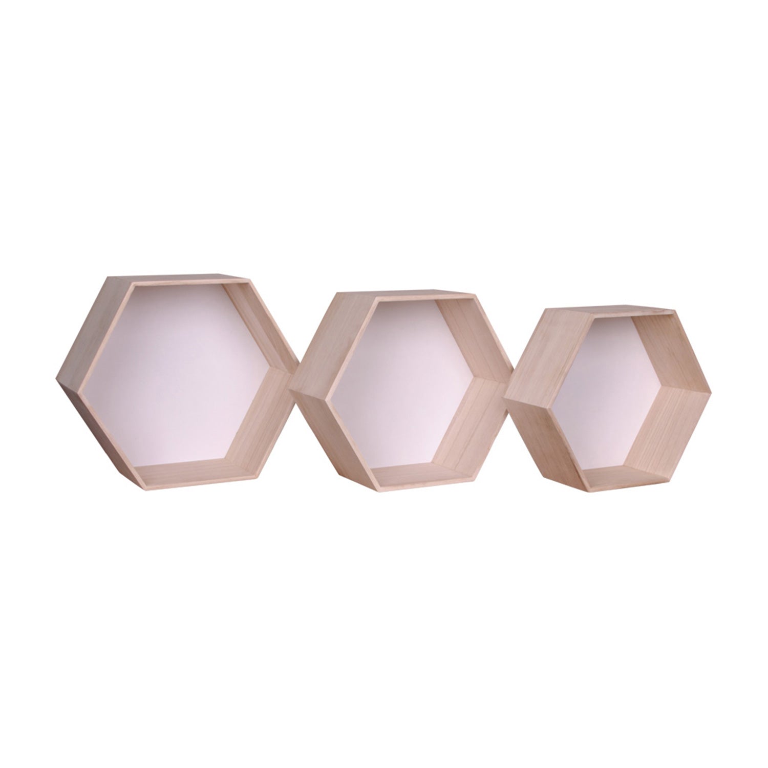 Garda Wandplank Hout Hexagons Set van 3