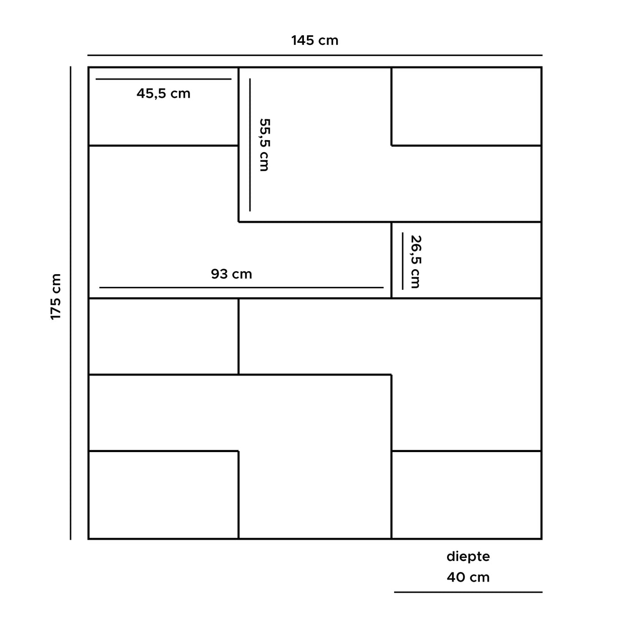 Huub Wandkast Hout 175 x 145 cm