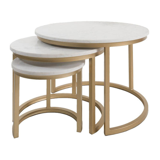 Jasmin Salontafel Set Wit Marmer Goud