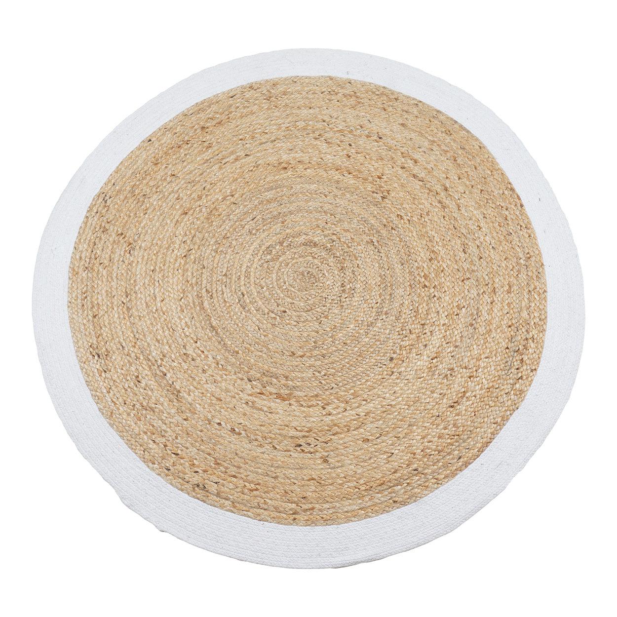 Jute Tapijt Rond Naturel Wit ø120 cm