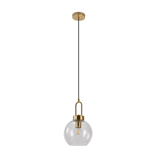 Luton Hanglamp Bol Transparant Glas Goud Detail