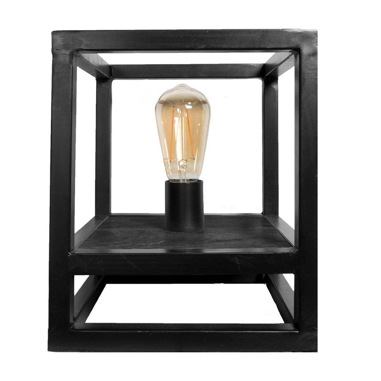 Vintage Tafellamp Zwart Hout
