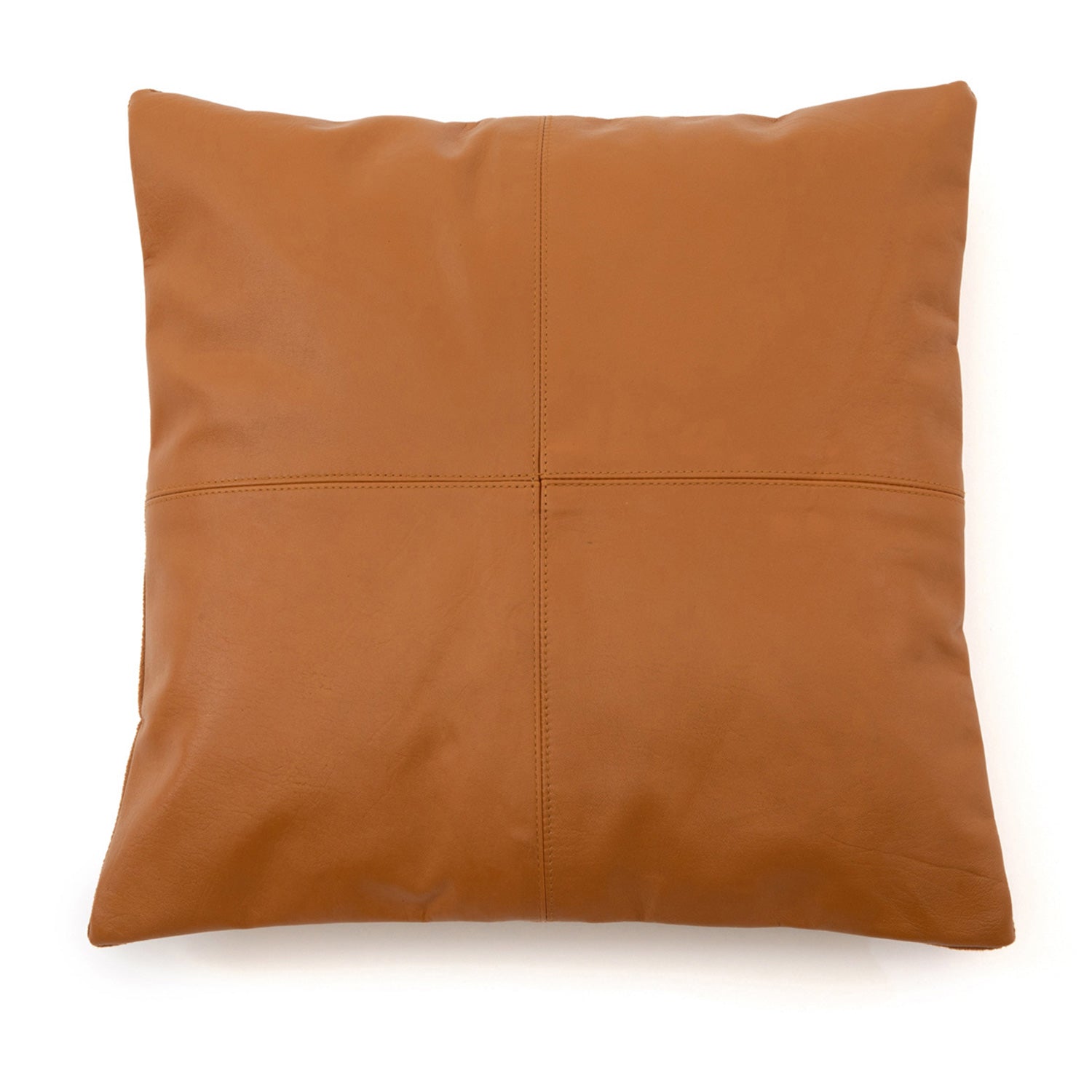 Four Panel Leather Kussenhoes Camel 40x40