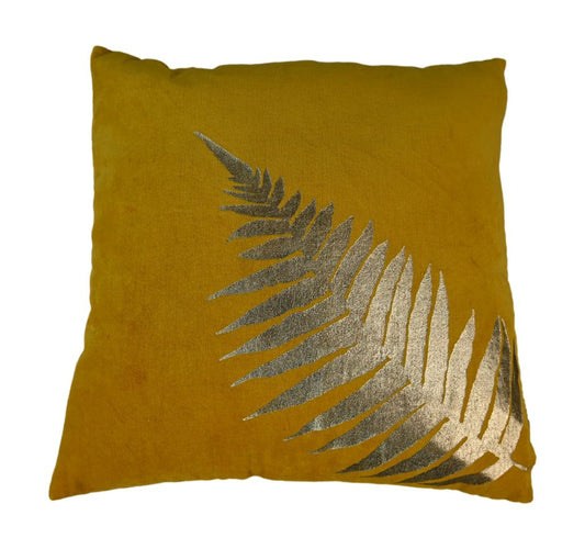 Leaf Sierkussen Goud Mosterd 45x45